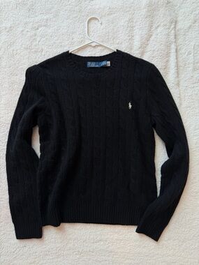 Polo by Ralph Lauren Black Cable Knit Crewneck Sweater